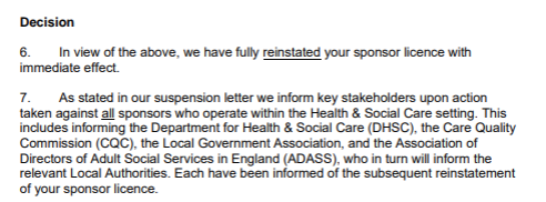 Home Office decision letter